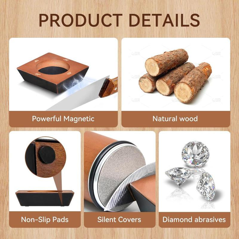 Wooden Rolling Knife Sharpening Tool, 1 Set Knife Sharpening Kit, Knife Sharpener for Kitchen, Kitchen Gadgets, Household Gadgets, Kitchen Accessories, Original Family Home Set