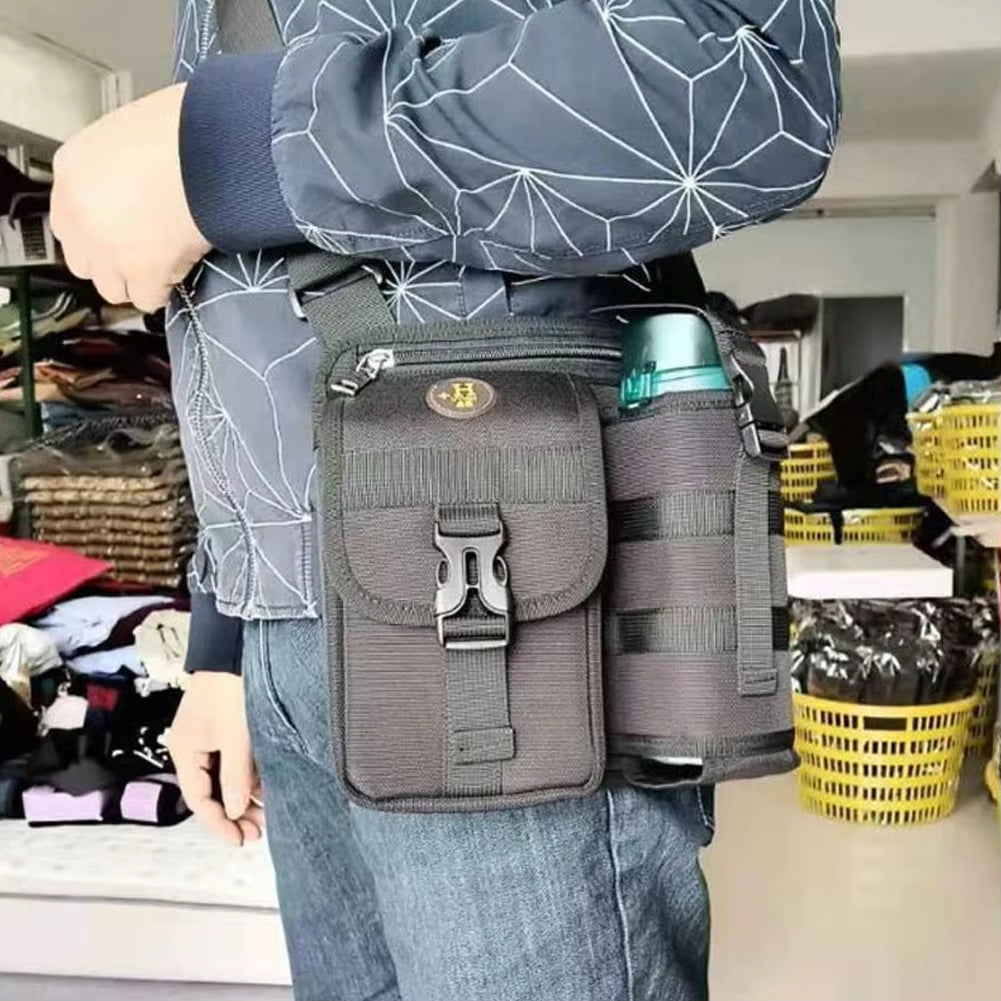 Water Bottle Holder Carrier Bag with Adjustable Strap Men'S Crossbody Pouch Bag Portable Casual Shoulder Bags for Work Outdoor
