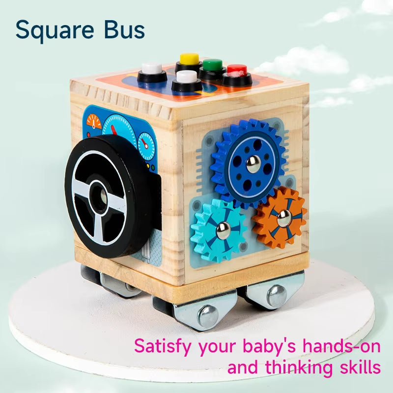 Montessori Baby Busy Ball-Hand Grab Ball Vehicle Tool Car Cube Polyhedral Six-Sided Toy Educational Learning Busy Bus Toys Game