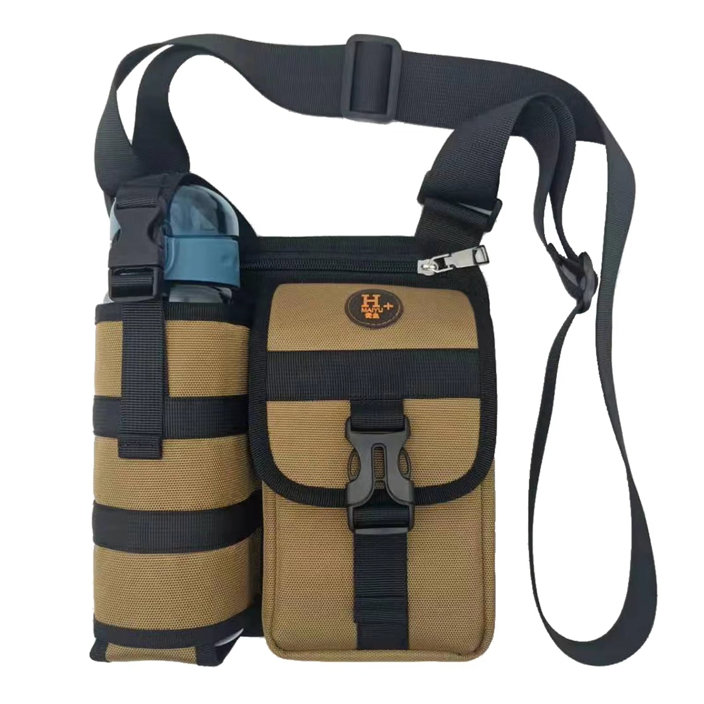 Water Bottle Holder Carrier Bag with Adjustable Strap Men'S Crossbody Pouch Bag Portable Casual Shoulder Bags for Work Outdoor