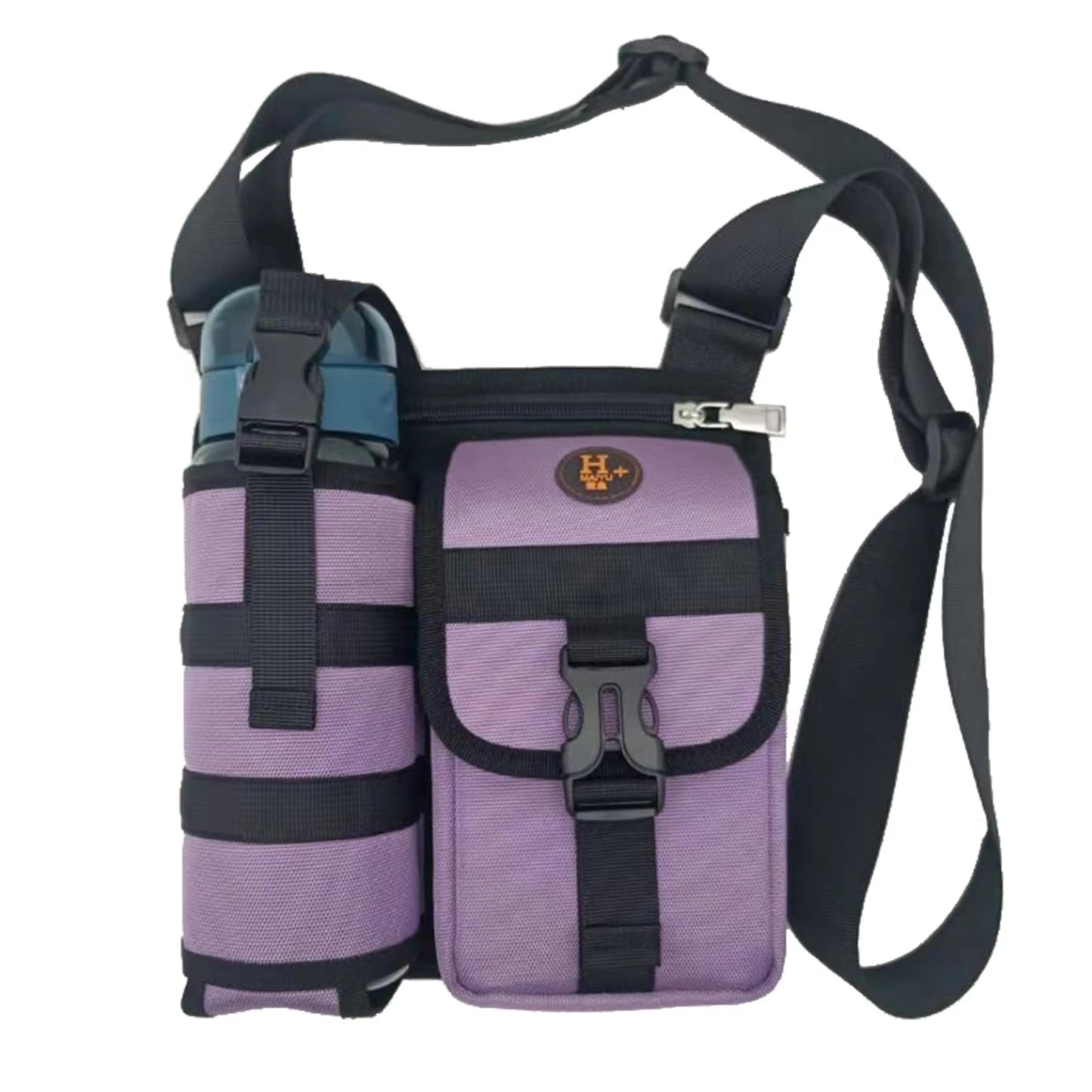 Water Bottle Holder Carrier Bag with Adjustable Strap Men'S Crossbody Pouch Bag Portable Casual Shoulder Bags for Work Outdoor