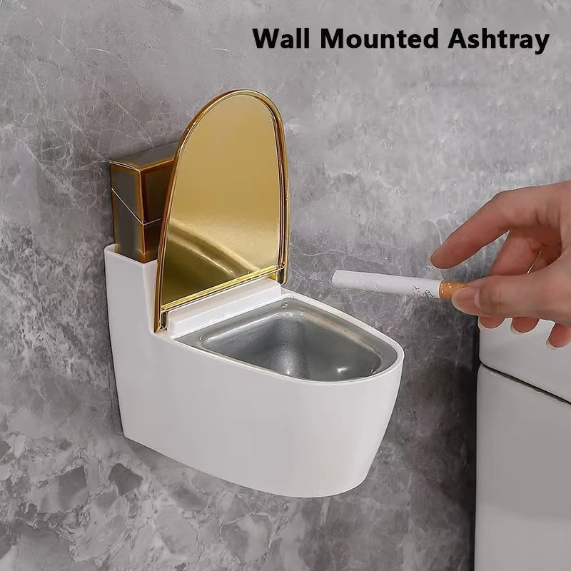 Toilet Ashtray Home Bathroom Storage Cigarette Case with Lid Wall-Mounted Plastic Ashtray Suitable for Home Office Use