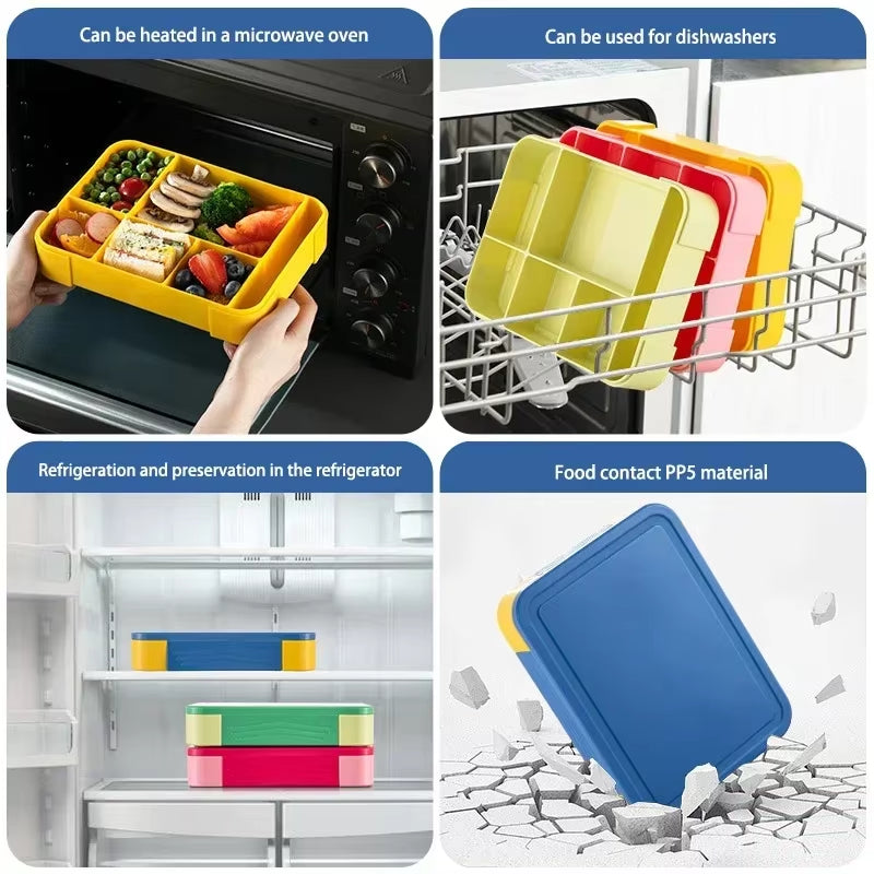 Child and Students Lunch Box, Portable, Sealed in Compartments Fruit Salad Box, 1330Ml, Office Microwave Heating Bento Boxes