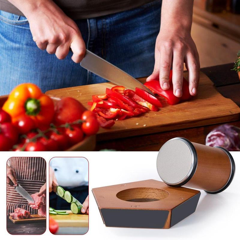 Wooden Rolling Knife Sharpening Tool, 1 Set Knife Sharpening Kit, Knife Sharpener for Kitchen, Kitchen Gadgets, Household Gadgets, Kitchen Accessories, Original Family Home Set