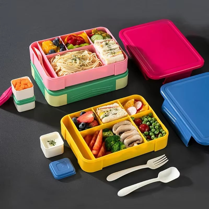 Child and Students Lunch Box, Portable, Sealed in Compartments Fruit Salad Box, 1330Ml, Office Microwave Heating Bento Boxes