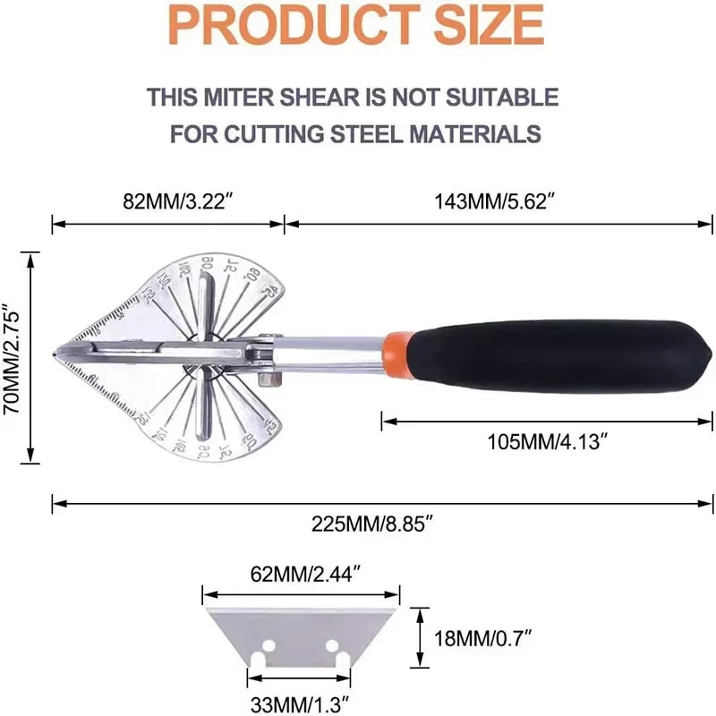 Multifunctional Miter Shear Cutter Adjustable at 45 to 135 Degree Hand Tools for Cutting Soft Wood, Plastic Projects with Blades