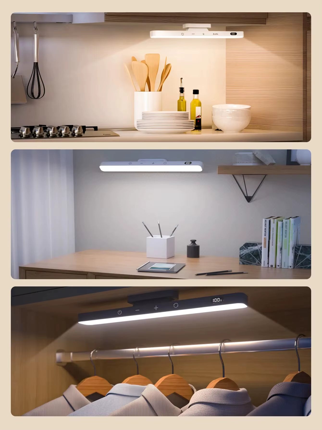 LED Touch Table Lamp Magnetic Desk Lamp Bulit-In 2500Mah Battery for Reading Cabinet Mirror Bedside Rechargeable Night Lights