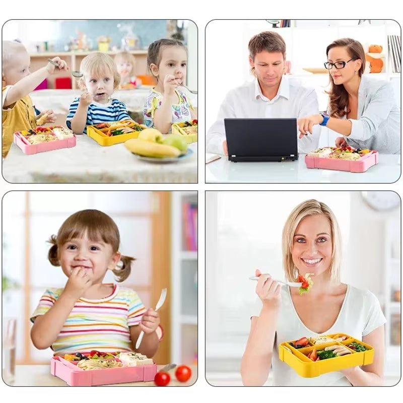 Child and Students Lunch Box, Portable, Sealed in Compartments Fruit Salad Box, 1330Ml, Office Microwave Heating Bento Boxes