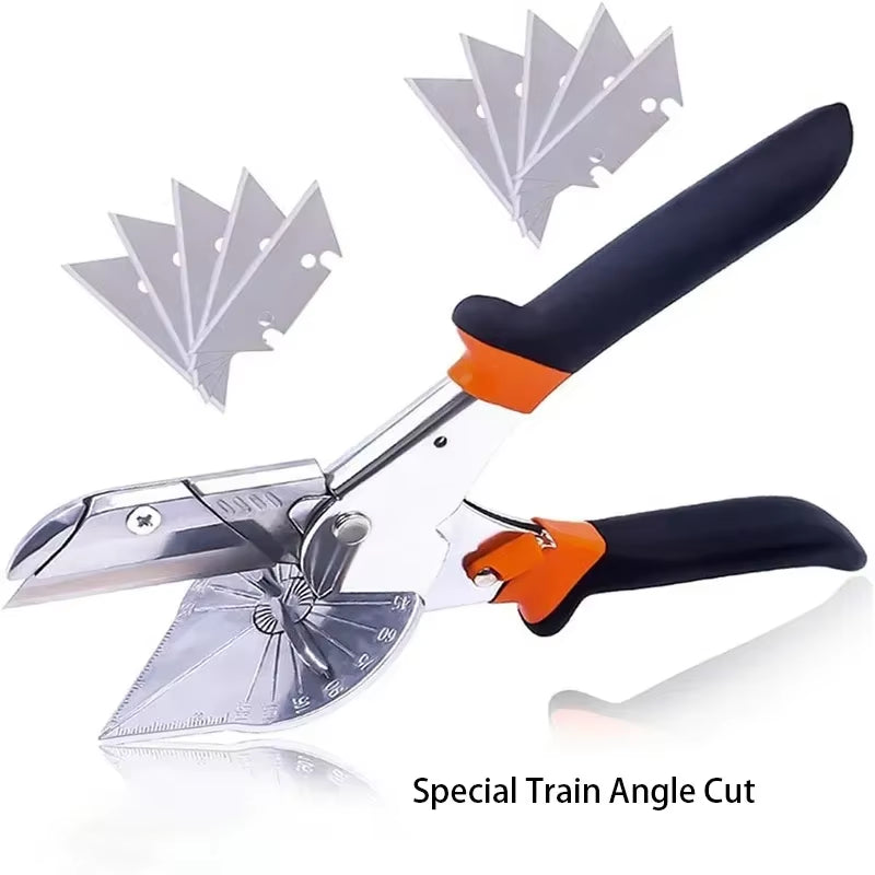 Multifunctional Miter Shear Cutter Adjustable at 45 to 135 Degree Hand Tools for Cutting Soft Wood, Plastic Projects with Blades
